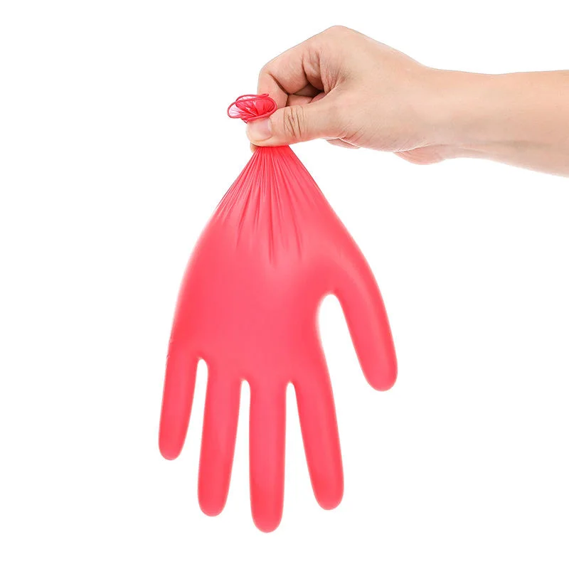 Disposable Gloves 20/60/100PCS Red Disposable Nitrile Gloves Household Waterproof Nitrile Gloves Pet Bathing Kitchen Dishwashing Cleaning Tools