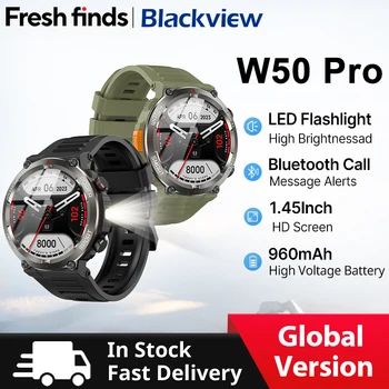 [World Premiere] Blackview W50 Pro Smartwatch 1.45" HD Display Flashlight Bluetooth Phone Call 960mAh Rugged Smartwatch