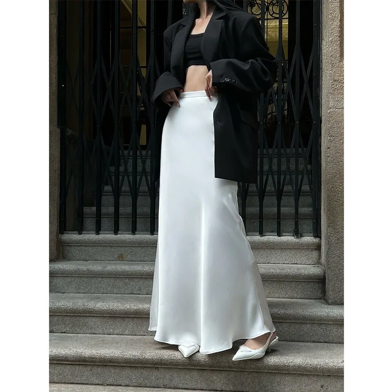 

Elegant Casual Long Skirt Korean for Women Slim Party Gown Skirt Summer 2023 New High Waist Outfits White Y2k Skirt юбка женская