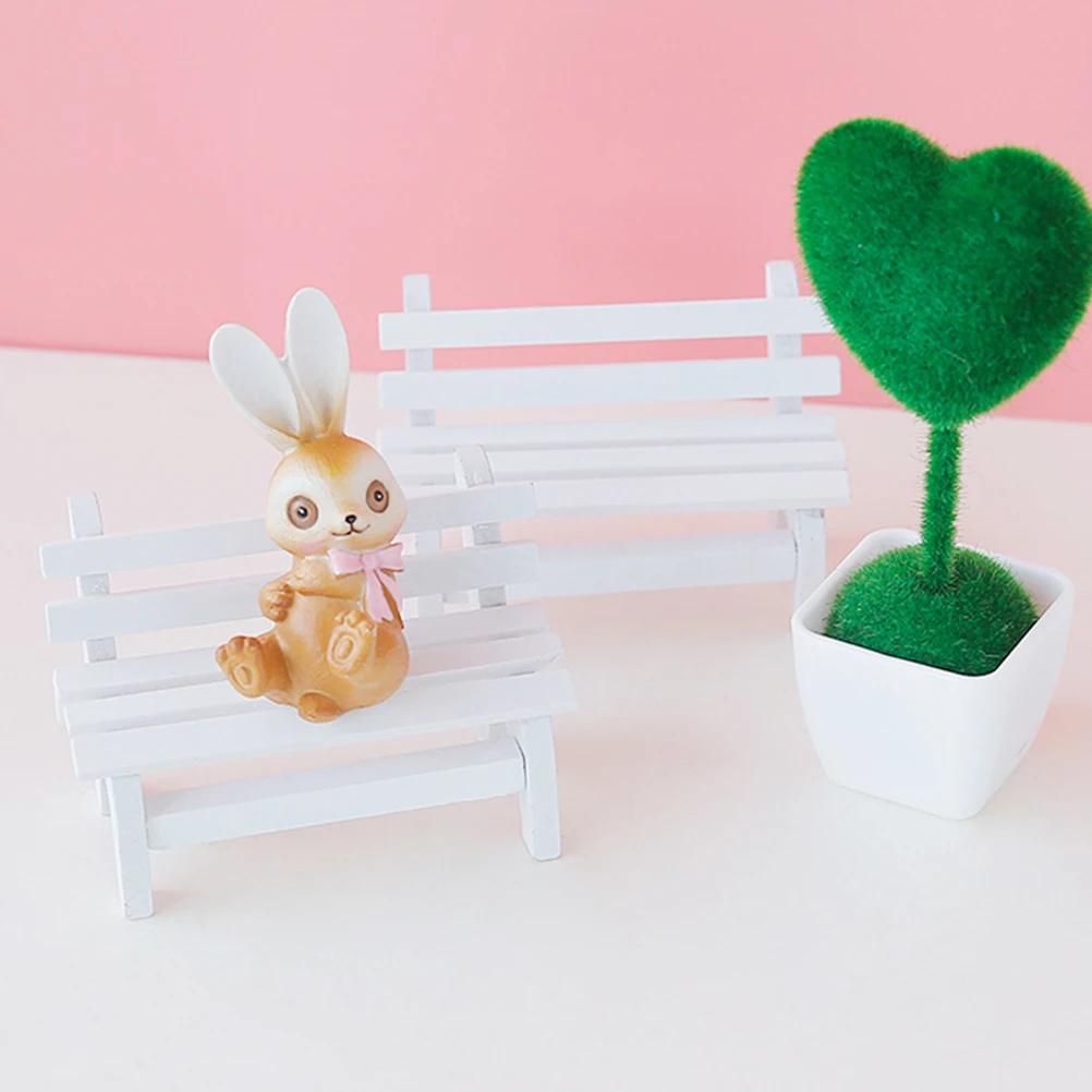 【Wireless】 3 PCS Small Wooden Chair Banc Bench Chairs Garden Model Maniature Mini Decorate Benches.
