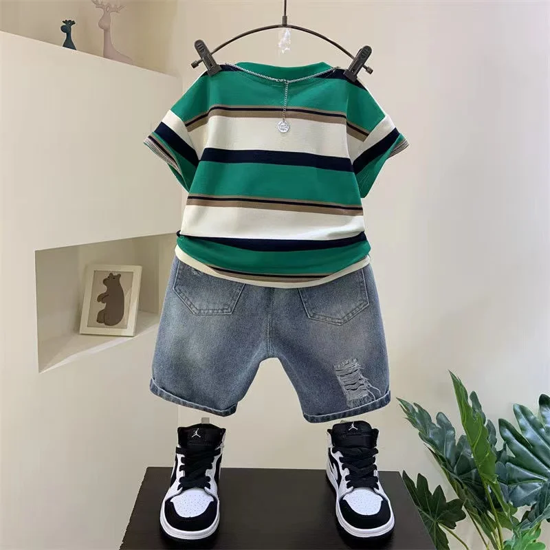 Boys' Summer Cotton Shirt & Shorts Set 6