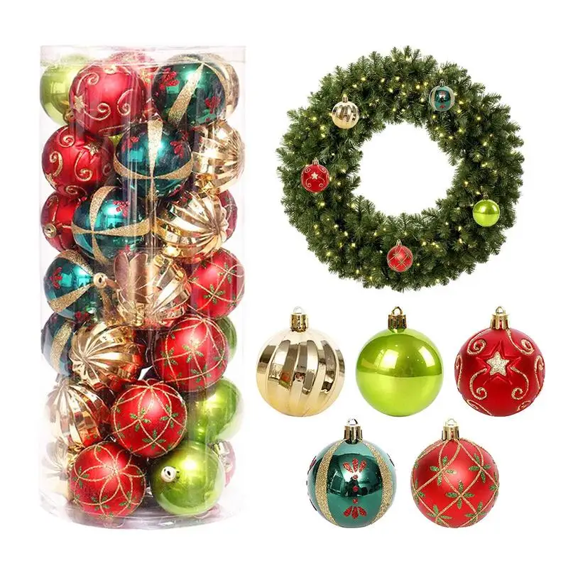 

6 см рождественские шарики, украшения, 30 шт., подвесные шарики для рождественской елки, подвесные украшения, Счастливого Рождества, украшения для дома, новый год 2024