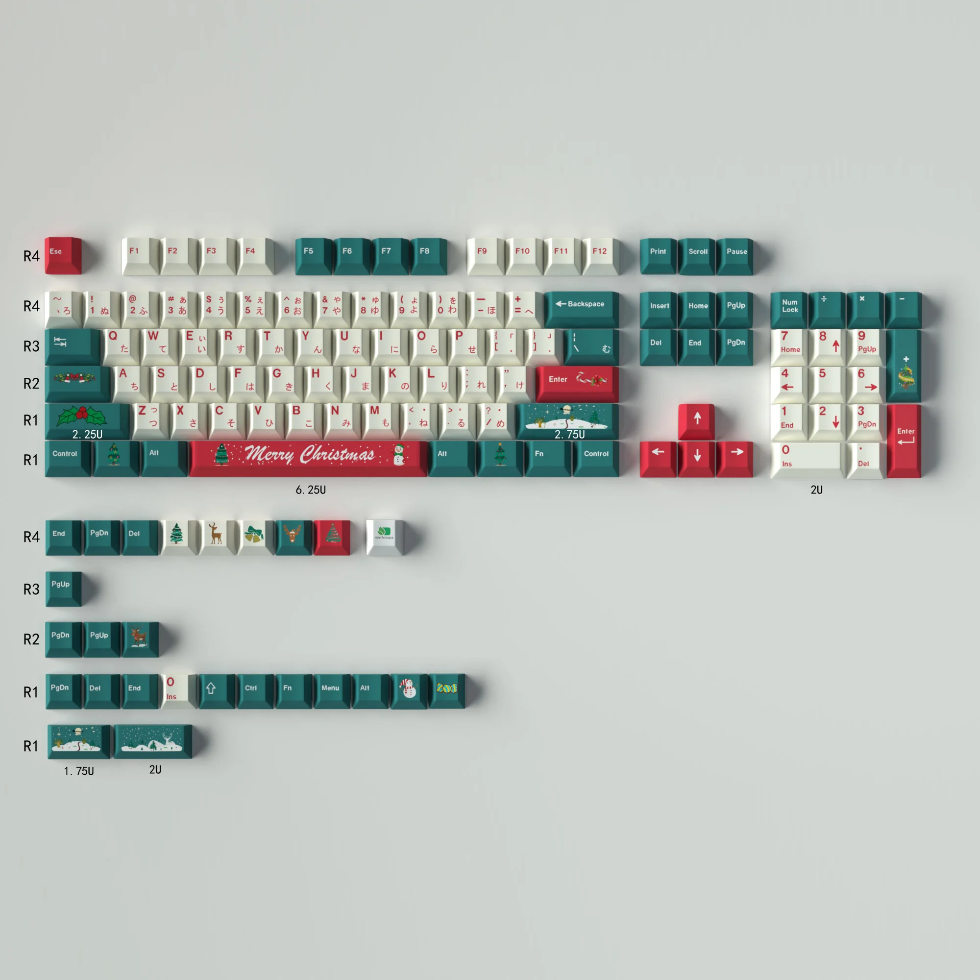 クリスマスのテーマのキーキャップ,メカニカルキーボード用,pbt,高さ 