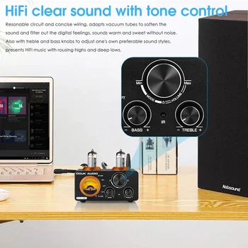 Nobsound HiFi Bluetooth 5.0 Vacuum Tube Amplifier USB DAC Stereo Receiver COAX/OPT Home Audio Digital Amp w/VU Meter 100W+100W 5