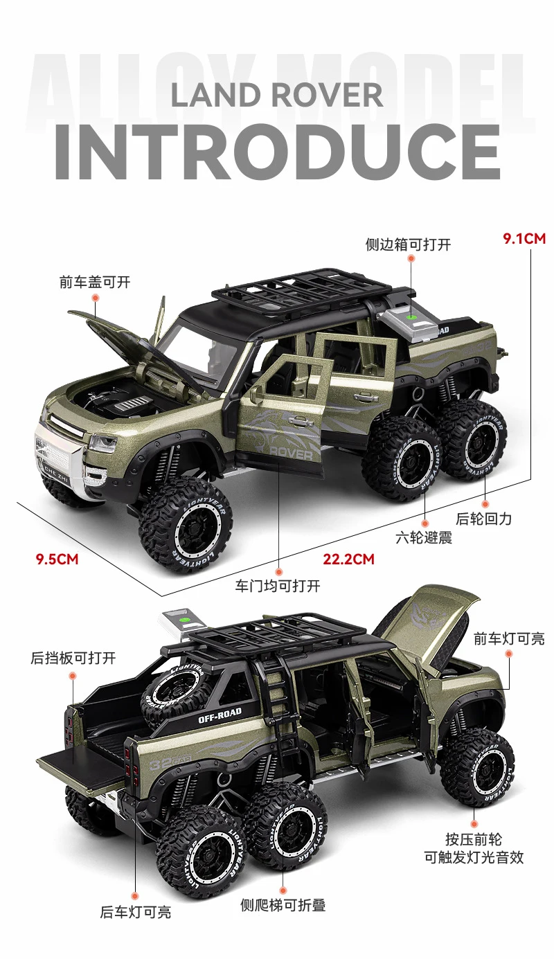 Land Rover Defender Huntsman 110 6X6 1:24 Ölçekli