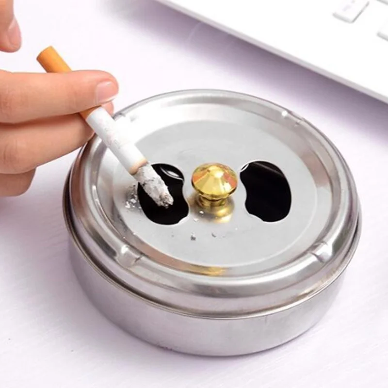 Round Spinning Ashtray With Cover Smoking Accessories Portable
