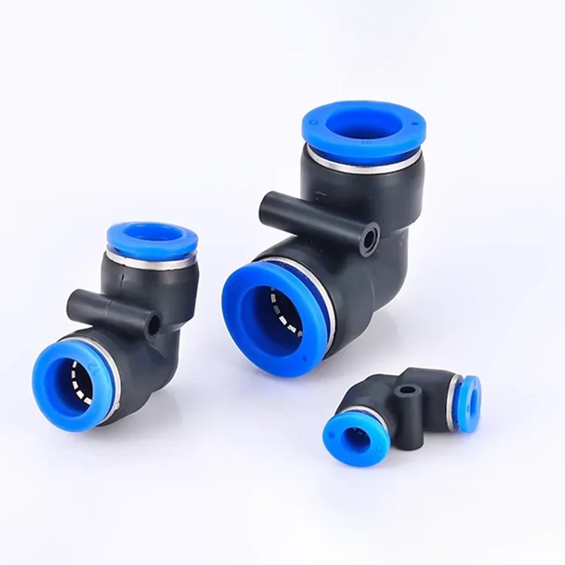 20PCS PV Pneumatic Quick Fitting Elbow Plastic Air Parts Pipe Push In Water Quick Connector 2 Way 4mm 6mm 8mm 10mm air intake kit cable hub pressure fitting kit