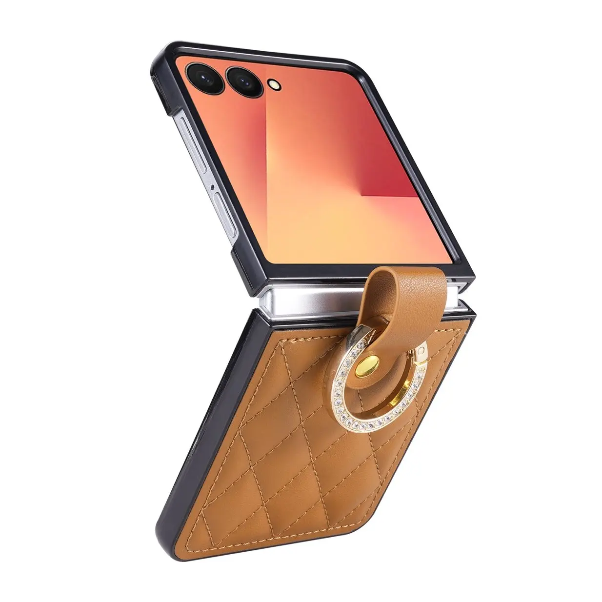 Premium PU Leather Ring Holder Phone Case - Shockproof Protection Cover