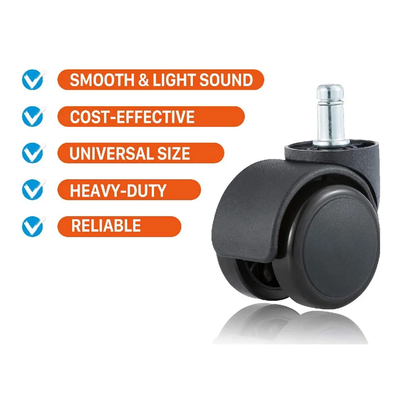 Rotelle Per Sedia Ufficio Wintex - 5 Pezzi, Per Pavimenti Duri, Diametro 49mm, Facili Da Installare - Foto 4