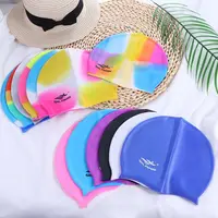 Wear-resistant Practical Colorful Silicone Flexible Waterproof Plus Size Bathing Cap Swimming Cap Swim Pool Hat Swimming Hat 2