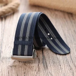 Waterproof Nylon Canvas Military Sport Watch Strap with Folding Buckle - 22mm (Blue Grey)