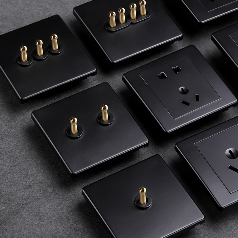 Retro-Switch-1-4-Gang-2-Way-Wall-Light-Brass-Lever-Toggle-Switch-Black ...