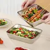 with Plastic Cover Stainless Steel Food Storage Trays Rectangle Preservation Box Stainless Steel Food Storage Box Rustproof 2