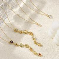 Collier en laiton pour femmes, nouvelle mode, chaîne de câble à maillons couleur or, Long pompon, pendentif en zircone cubique, bijoux de fête, 1 pièce 3