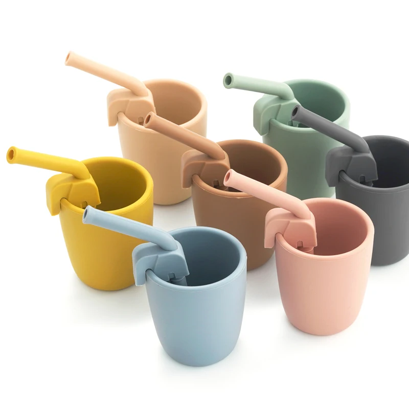 Baby Soft Silicone Drinking Straw Clip Holder Baby Feeding Soup Milk Juice Straw Children's Tableware Feeding Bowl Accessories 3