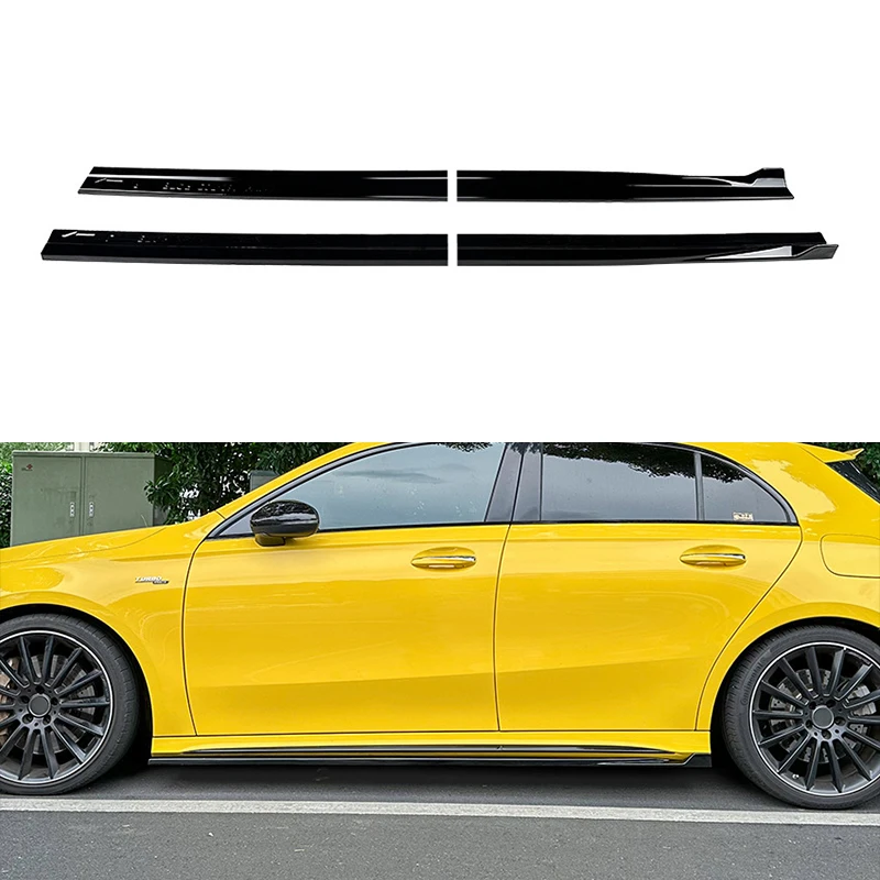 

For Mercedes Benz A Class CLA Class Hatchback W177 C118 AMG 2018--2024 Year Side Skirts Lips Body Kit Accessories 4 Pcs