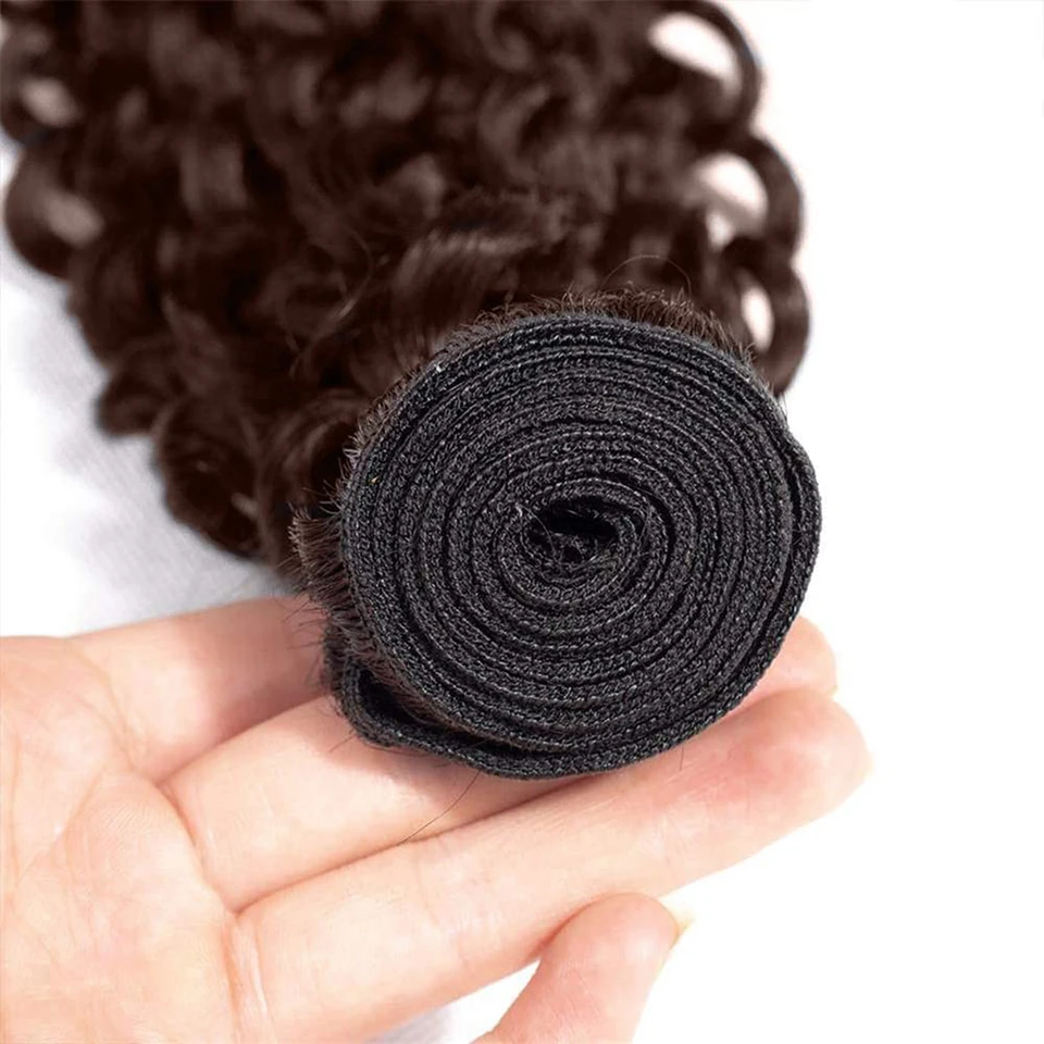 Deep Wave Human Hair Extensions Chocolate Brown Curly 3 Virgin Brazilian Weave