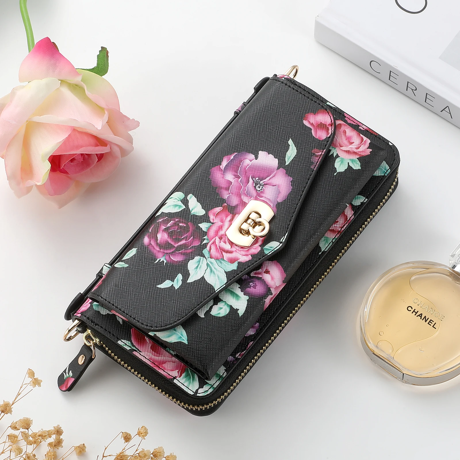Zipper Detachable Magnetic Leather Wallet Case with MagSafe Charging Capability