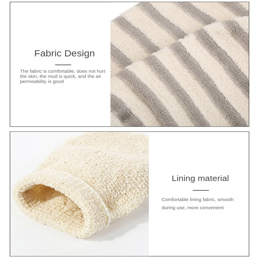 Bath Towel Gloves Dull Polish Fabric Comfortable Shower Scrub Exfoliator Double Sided Bath Gloves Double Sided Bath Gloves Tool 3