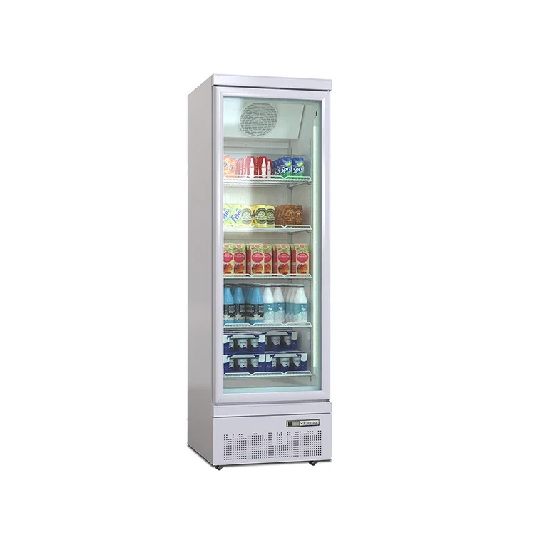 Supermarket Vertical Upright Freezers Display Glass Door Beverage Cooler Refrigerator Showcase
