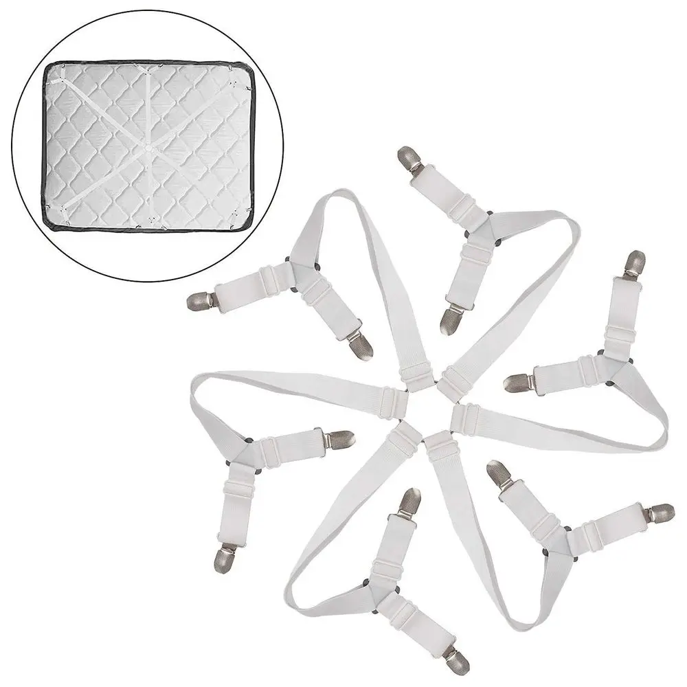 

12 Clips Bed Sheet Holder Fasteners Cover Nylon Adjustable Fixing Strap Grippers Elastic Non-Slip Clothes Pegs Sheet