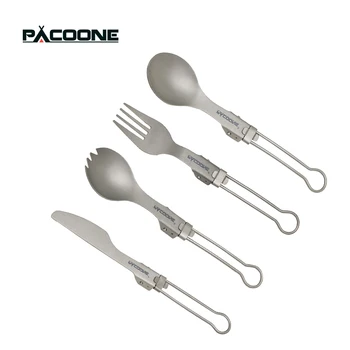 PACOONE Camping Titanium Spork Spoon Outdoor Lightweight Fork Tableware Portable Picnic Hiking Travelling Ultralight Dinnerware 1