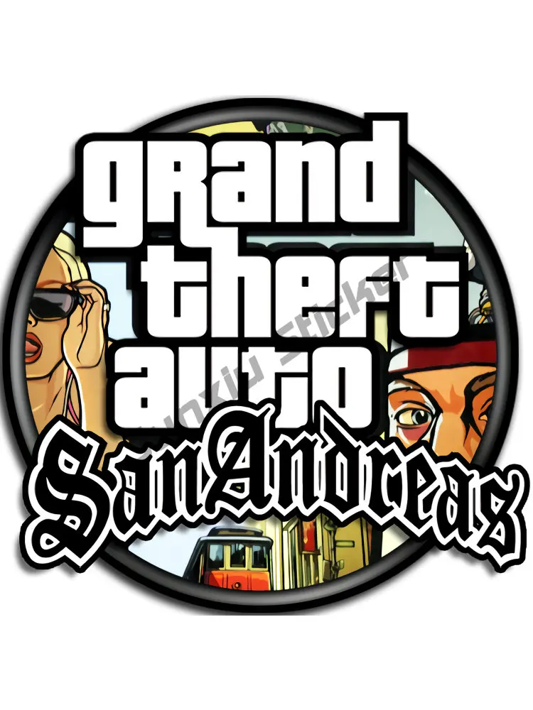 GTA Grand Theft Auto SAN ANDREAS Logo Vinyl Car Stickers Umper Window  Classic Game Grand Theft Vice City Glue Waterproof Sticker