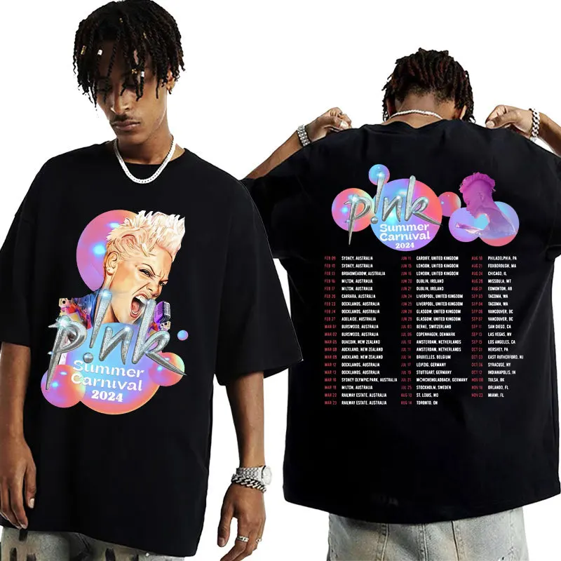 

Певец п! Футболки Nk Pink Tour для лета и карнавала 2024, женские и мужские хлопковые футболки, топы