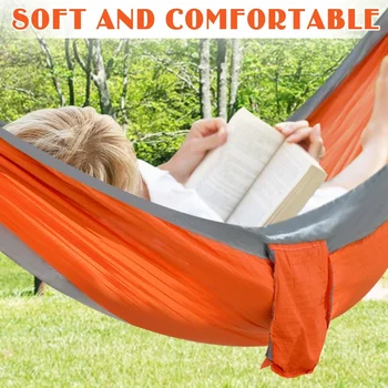 Ultra Light Nylon Parachute Hammock Camping Backpacking Travel Tree Swing Bed with Straps Carabiners Portable Carry Bag 330LB 5