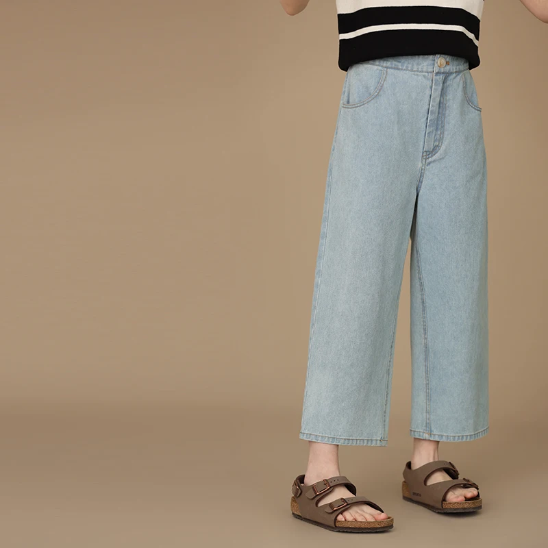 

children's clothing jeans boys and girls casual pants skin-friendly soft straight light-colored jeans trousers children's summer