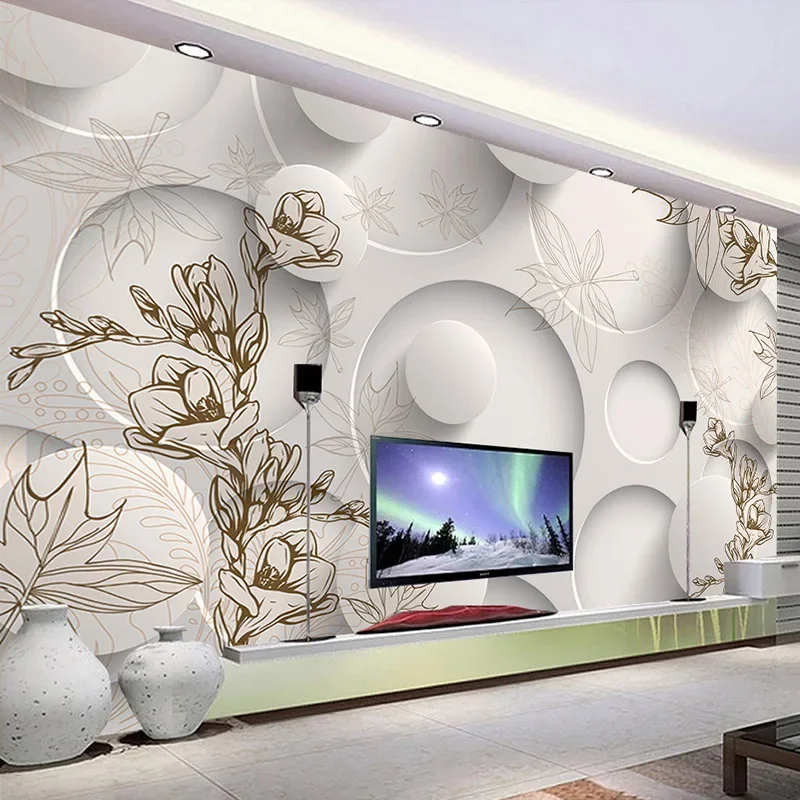 papel de parede geometrico estereoscopico 3d personalizado 02