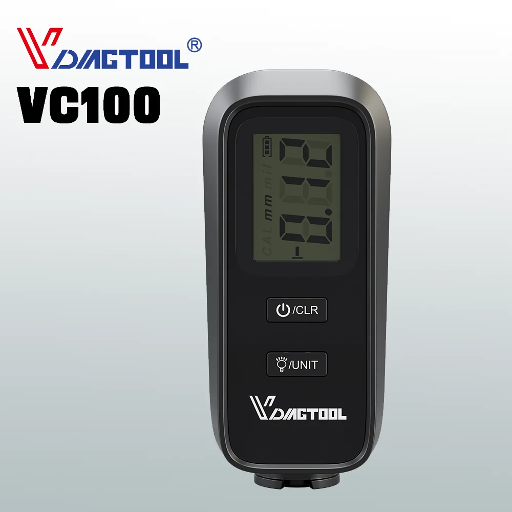 VDIAGTOOL VC100 Digital Coating Thickness Gauge LCD Backlight Car Paint Tester FE & NFE Auto Measuring Meter Automatic Power Off