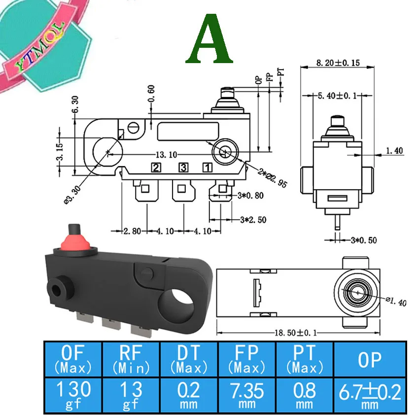 2pcs מתג מיקרו עמיד למים H3-B3 ip67herpating מגבלת נסיעות גבוהה, לחצן טעינה של אקדח