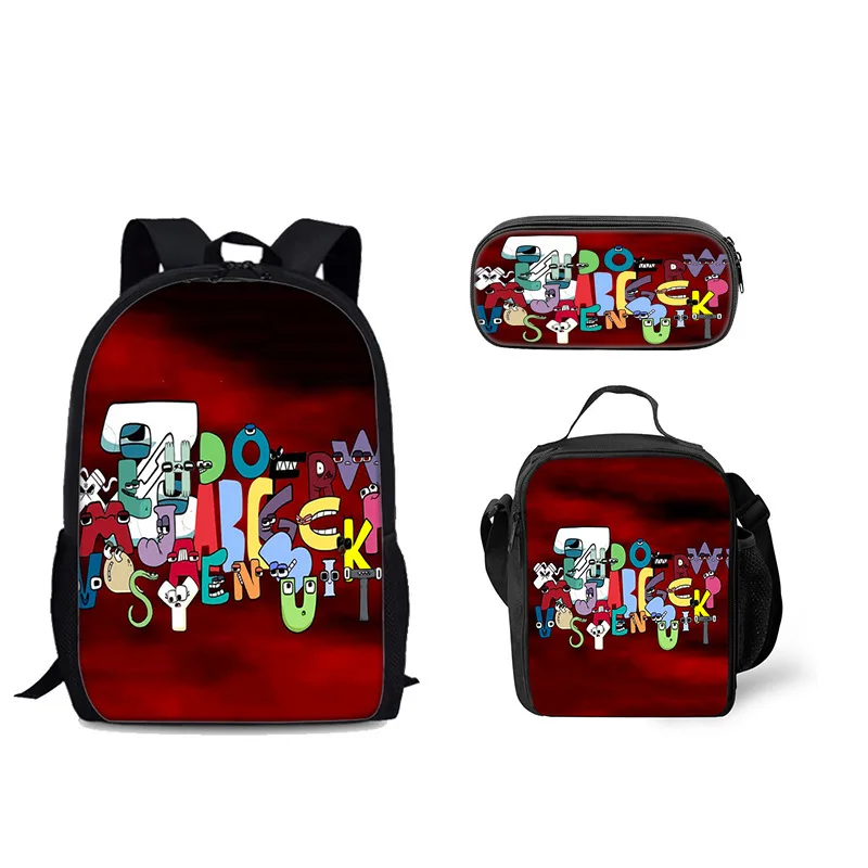 Creative Fashion Funny Alphabet Lore 3D Print 3pcs/Set pupil Large Capacity Bag Laptop Daypack Backpack Lunch bag Pencil Case