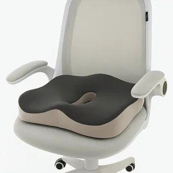 Coussin de siège en mousse à mémoire de forme, 1 pièce, support ergonomique 3D |   Vert clair et gris, polyester lavable, décoration de maison essentielle pour voiture/bureau 1