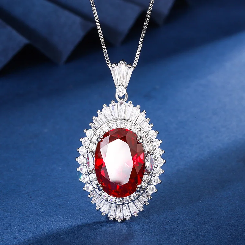 Vintage 13*18mm Crown Oval Red Green High Carbon Diamond