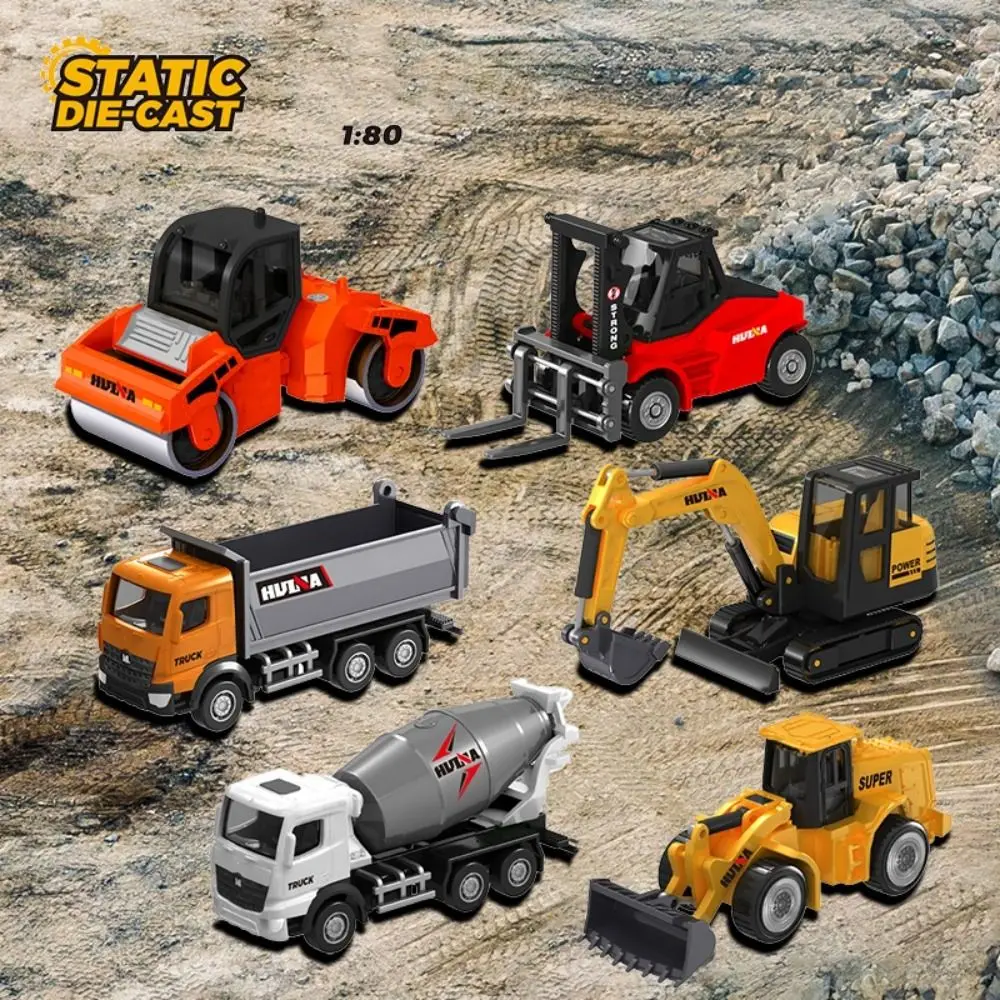 1:80 Scale Engineering Car Model Forklift Dumper Road Roller Construction Truck Toys Alloy Material Vehicle Excavator Bulldozer
