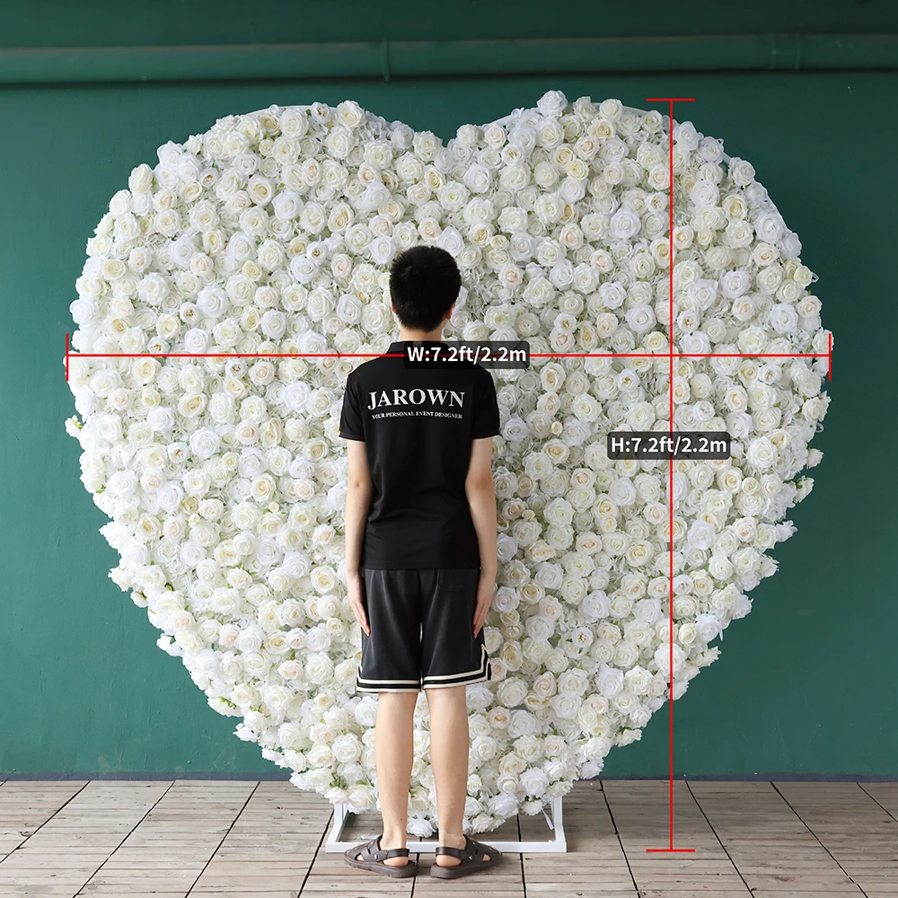 White Rose Cloth Base Love Heart Shape 3D Flower Arrangement Stand Set ...