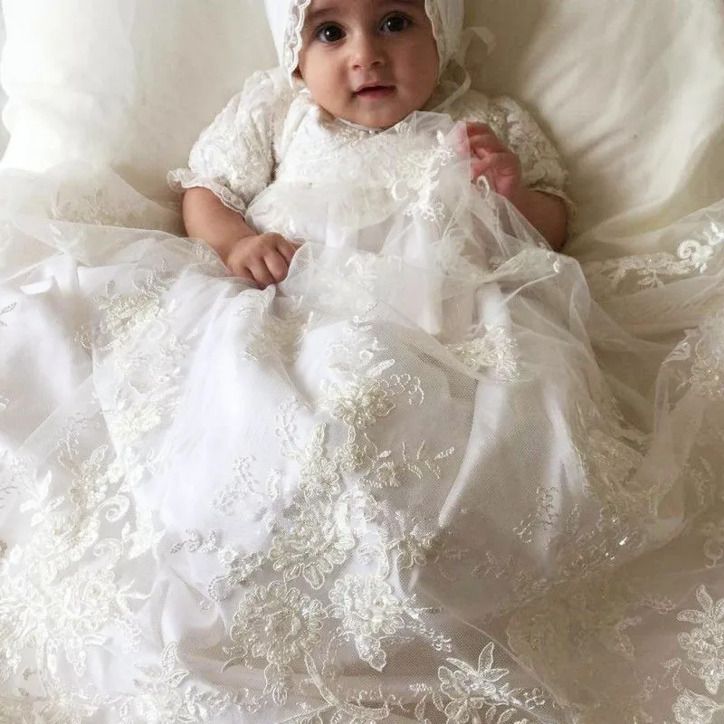 

Baby Girl Dresses Embroidery Pearl 1 Year Birthday Dress Wedding Party Christening Baby Girl Clothes Wedding Prom Dress