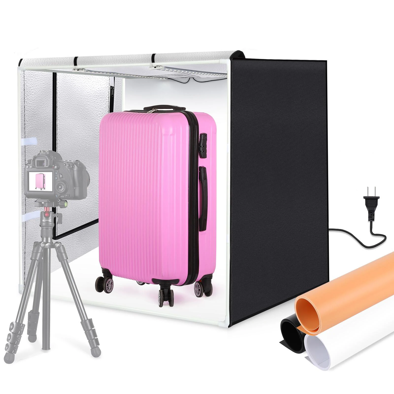 PULUZ PU5080 80*80*80cm Large Folding LED Light Tent Desktop Photo Studio Light Box 80W Softbox 156LEDs 5500K 3*Color Backdrops photo studio box led photo lighting photo studio light tent