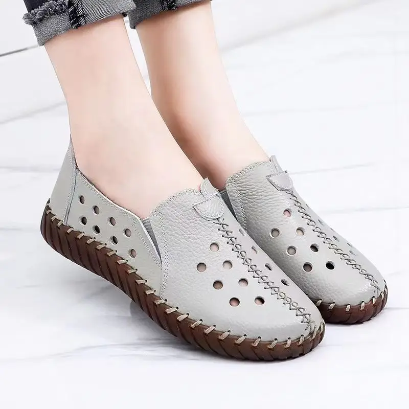 Genuine Leather Women's Ballet Flats Leisure Sneakers Women Luxury Brand Slip-on Loafers Female Soft Moccasins Zapatos De Mujer