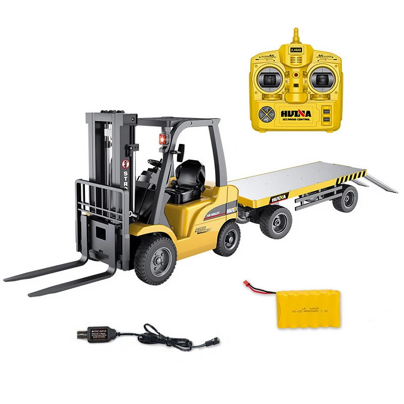 HUINA 1576 1/10 2.4G RC Forklift RTR 10CH Flatbed Trailer Turck Remote Control Car Model Outdoor Toys For Kids Gift TH18058-SMT5
