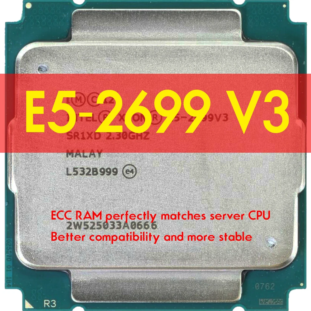 XEON E5 2699V3 E5 2699 V3 Processor 2.3Ghz 18 Core better than LGA 2011-3 CPU Atermiter DDR4 Turbo Motherboard ForKit  xeon