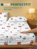 1 cartoon fun Car printed matte Fitted Sheet, bedroom printed bed cover, bedding (excluding pillowcases) 3