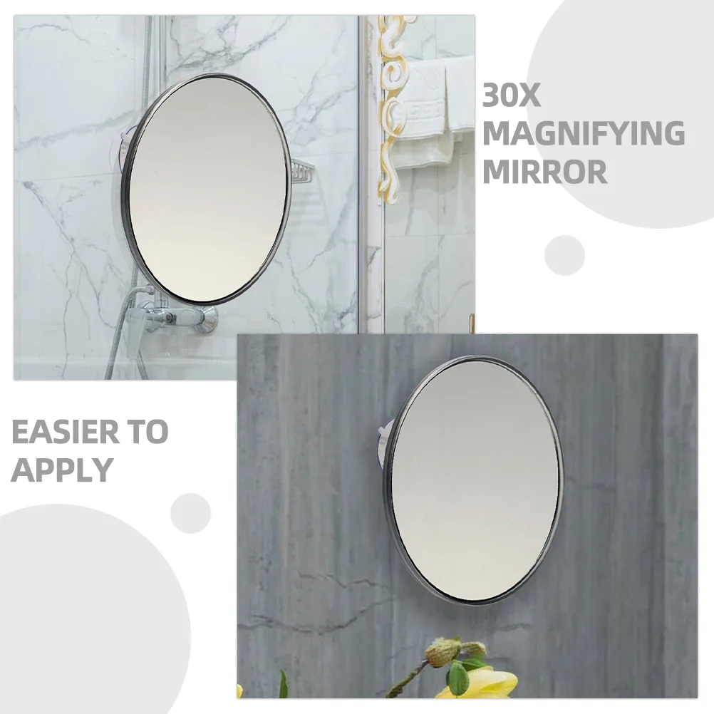 Silver 30X Concave Bathroom Vanity Mirror With Suction Cup Easy Installation Makeup Mirrors Suction Mirror For Small makeup mirror magnifying mirror
