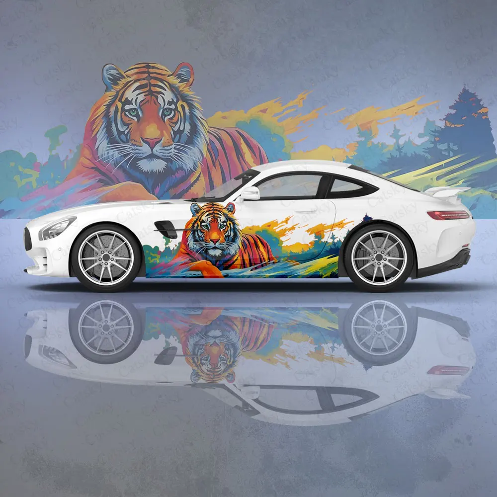 

Watercolor Tiger Angry Car Body Stickers Anime Itasha Car Side Decal Sticker Car Body Sticker Car Body Decoration Stickers