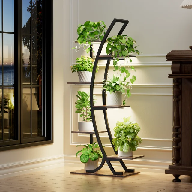 Curved Shape multi-functional metal display stand for plants