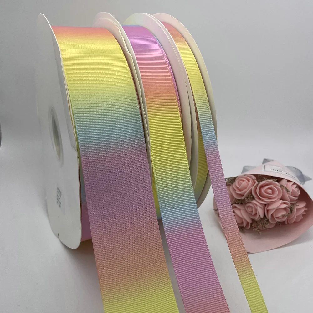 Grosgrain 레인보우 리본, 헤어 보우 선물 포장, 웨딩 장식, 바느질 원단, DIY 공예, 5 미터