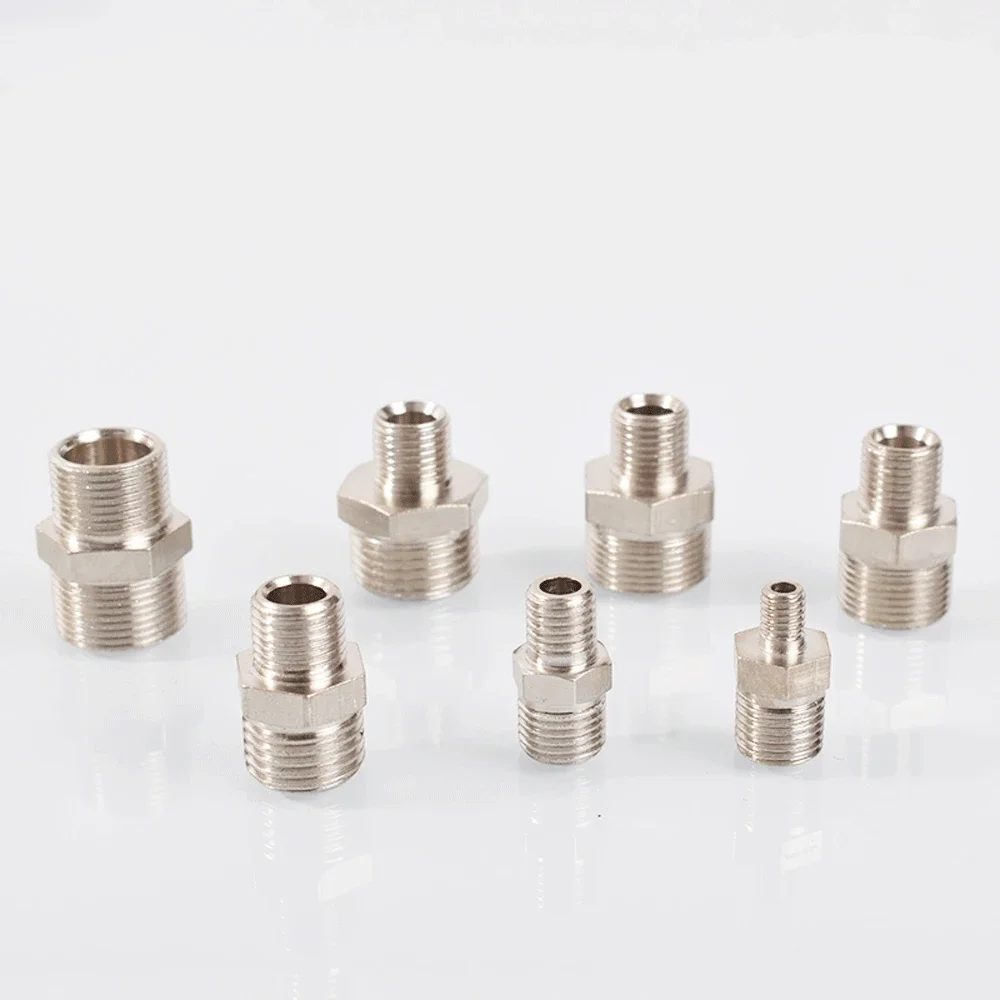 M8 M10 M12 M14 M16 M18 M20 Metric x 1/8" 1/4" 3/8" 1/2" BSP Male Nickel Plated Brass Hex Nipple Pipe Fitting Connector Coupler