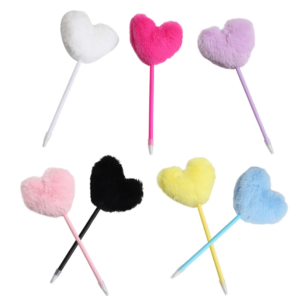 

Writing Pen Fluffy Ball Pen Decorative Fuzzy Ball Heart Pen Decorative Heart Shape Pom Pom Pen Mix Color